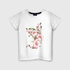 Детская футболка хлопок с принтом Прекрасные лилии в Петрозаводске, 100% хлопок | круглый вырез горловины, полуприлегающий силуэт, длина до линии бедер | лилии | прекрасные лилии | растения | розовые цветы | цветы
