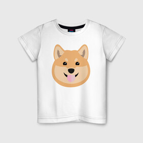 Детская футболка хлопок с принтом Shiba art в Петрозаводске, 100% хлопок | круглый вырез горловины, полуприлегающий силуэт, длина до линии бедер | akita | art | dog | inu | shiba | акита | арт | ину | сиба | собака | шиба