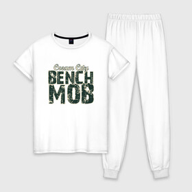 Женская пижама хлопок с принтом Milwaukee Bench Mob в Петрозаводске, 100% хлопок | брюки и футболка прямого кроя, без карманов, на брюках мягкая резинка на поясе и по низу штанин | Тематика изображения на принте: basketball | bucks | giannis | milwaukee | mvp | nba | ntetokounmpo | sport | streetball | адетокумбо | бакс | баскетбол | игра | милуоки | мяч | нба | олень | спорт | стритбол | тренер | чемпион | янис