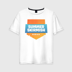 Женская футболка хлопок Oversize с принтом Summer Skirmish в Петрозаводске, 100% хлопок | свободный крой, круглый ворот, спущенный рукав, длина до линии бедер
 | epic games | games | королевская битва | лето | фортнайт