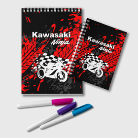 Блокнот с принтом KAWASAKI NINJA / КАВАСАКИ в Петрозаводске, 100% бумага | 48 листов, плотность листов — 60 г/м2, плотность картонной обложки — 250 г/м2. Листы скреплены удобной пружинной спиралью. Цвет линий — светло-серый
 | kawasaki | motorcycle | motosport | ninja | racing | speed | sport | байк | гонки | двигатель | кавасаки | мото | мотокросс | мотоспорт | мототриал | мотоцикл | нинзя. | скорость | спорт