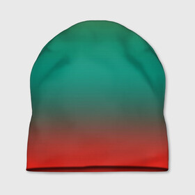 Шапка 3D с принтом Красно-бирюзовый градиент в Петрозаводске, 100% полиэстер | универсальный размер, печать по всей поверхности изделия | градиент | модный | размытый фон | современный узор | текстура