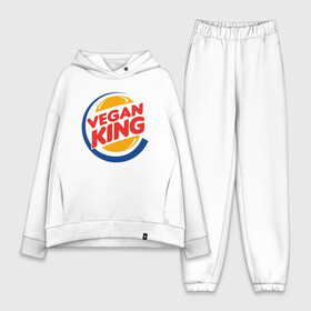 Женский костюм хлопок Oversize с принтом Vegan King в Петрозаводске,  |  | green | greenpeace | nature | sport | vegan | yoga | веган | вегетарианец | гринпис | еда | животные | жизнь | здоровье | зеленый | йога | мир | овощи | пища | планета | природа | растение | спорт | тело | фрукты