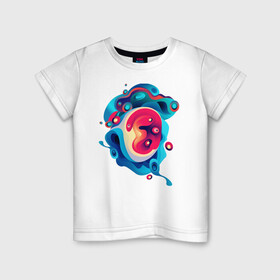 Детская футболка хлопок с принтом Зарождение жизни в Петрозаводске, 100% хлопок | круглый вырез горловины, полуприлегающий силуэт, длина до линии бедер | abstractio | абстракция | абстрогирование | кривые | неопознанное | пятно | эмбрион