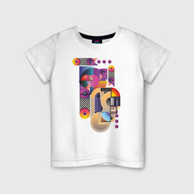 Детская футболка хлопок с принтом Музыка в Петрозаводске, 100% хлопок | круглый вырез горловины, полуприлегающий силуэт, длина до линии бедер | abstractio | абстракция | геометрия | гитара | инструменты | кнопки | музыка | символы | фигуры