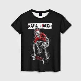 Женская футболка 3D с принтом Skater boy в Петрозаводске, 100% полиэфир ( синтетическое хлопкоподобное полотно) | прямой крой, круглый вырез горловины, длина до линии бедер | alternative | metall | music | papa roach | rock | альтернатива | металл | музыка | папа роач | папа роуч | папа таракан | рок