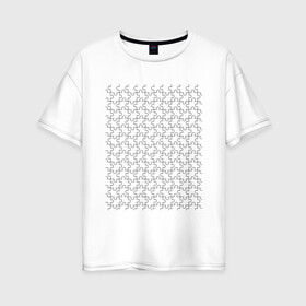 Женская футболка хлопок Oversize с принтом Пазл в Петрозаводске, 100% хлопок | свободный крой, круглый ворот, спущенный рукав, длина до линии бедер
 | игра | очертания | пазл | сетка | элементы