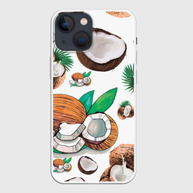 Чехол для iPhone 13 mini с принтом Кокосы в Петрозаводске,  |  | coconut | fruit | nut | еда | кокос | орехи | плод | фрукты