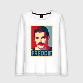 Женский лонгслив хлопок с принтом Freddie в Петрозаводске, 100% хлопок |  | alternative | metall | music | queen | qween | rock | альтернатива | квин | куин | металл | музыка | рок | фредди меркьюри