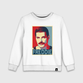 Детский свитшот хлопок с принтом Freddie в Петрозаводске, 100% хлопок | круглый вырез горловины, эластичные манжеты, пояс и воротник | alternative | metall | music | queen | qween | rock | альтернатива | квин | куин | металл | музыка | рок | фредди меркьюри