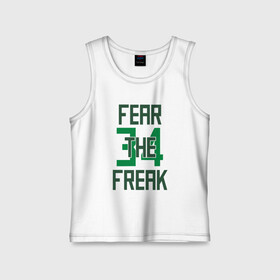 Детская майка хлопок с принтом Fear The Freak 34 в Петрозаводске,  |  | antetokounmpo | basketball | bucks | giannis | milwaukee | mvp | nba | sport | streetball | адетокумбо | бакс | баскетбол | игра | милуоки | мяч | нба | олень | спорт | стритбол | тренер | чемпион | янис