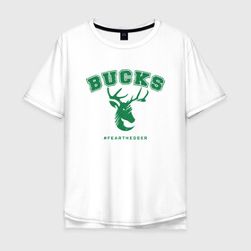 Мужская футболка хлопок Oversize с принтом Bucks - Champions в Петрозаводске, 100% хлопок | свободный крой, круглый ворот, “спинка” длиннее передней части | antetokounmpo | basketball | bucks | giannis | milwaukee | mvp | nba | sport | streetball | адетокумбо | бакс | баскетбол | игра | милуоки | мяч | нба | олень | спорт | стритбол | тренер | чемпион | янис