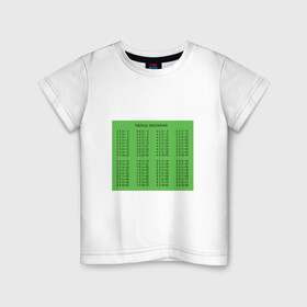 Детская футболка хлопок с принтом Таблица Умножения! в Петрозаводске, 100% хлопок | круглый вырез горловины, полуприлегающий силуэт, длина до линии бедер | арифметика | ботану | математика | таблица | тетрадь | умножение | универ. | уроки | учителю