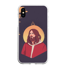 Чехол для iPhone XS Max матовый с принтом Jared Leto | 30 SECONDS TO MARS (Z) в Петрозаводске, Силикон | Область печати: задняя сторона чехла, без боковых панелей | 30 seconds to mars | 30 секунд | 30 секунд до марса | jared joseph leto | jared leto | rock | джаред лето | музыка | песни | рок