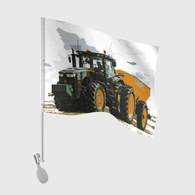 Флаг для автомобиля с принтом JOHN DEERE I Джон Дир! в Петрозаводске, 100% полиэстер | Размер: 30*21 см | john deere | агроном | джон дир | земля | природа | работяга. | сельскохозяйственная техника | трактор | тракторист | труд