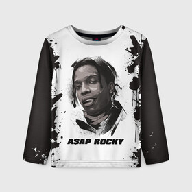 Детский лонгслив 3D с принтом АСАП | ASAP ROCKY (Z) в Петрозаводске, 100% полиэстер | длинные рукава, круглый вырез горловины, полуприлегающий силуэт
 | america | asap | asap rocky | black rap | music | rap | raper | testing | usa | америка | асап | асап роки | зарубежная музыка | музыка | музыкант | реп | репер | сша | тестин | черный реп