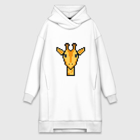 Платье-худи хлопок с принтом Tired Giraffe в Петрозаводске,  |  | animal | censored | giraffe | pixel art | tired | животное | жираф | пиксель арт | усталый