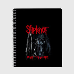 Тетрадь с принтом MICK THOMPSON | SLIPKNOT | СЛИПКНОТ (Z) в Петрозаводске, 100% бумага | 48 листов, плотность листов — 60 г/м2, плотность картонной обложки — 250 г/м2. Листы скреплены сбоку удобной пружинной спиралью. Уголки страниц и обложки скругленные. Цвет линий — светло-серый
 | mick thompson | rock | slipknot | кейси джонс | мик томпсон | петля | рок | скользящий узел | слипкнот | тяжелый рок | удавка