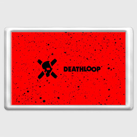 Магнит 45*70 с принтом Deathloop - Skull - Paint в Петрозаводске, Пластик | Размер: 78*52 мм; Размер печати: 70*45 | death | deathloop | game | games | loop | paint | skull | брызги | дэслуп | дэт | дэтлуп | знак | игра | игры | краска | лого | луп | мертвая | пелтя | символ