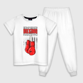 Детская пижама хлопок с принтом Король ринга в Петрозаводске, 100% хлопок |  брюки и футболка прямого кроя, без карманов, на брюках мягкая резинка на поясе и по низу штанин
 | бокс | иллюстрация | король | ринг | спорт | чемпион