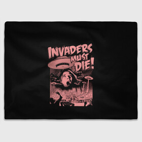 Плед 3D с принтом Invaders must die в Петрозаводске, 100% полиэстер | закругленные углы, все края обработаны. Ткань не мнется и не растягивается | Тематика изображения на принте: alternative | dj | electo | music | prodigy | альтернатива | музыка | продиджи | продижи | электроника