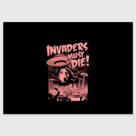 Поздравительная открытка с принтом Invaders must die в Петрозаводске, 100% бумага | плотность бумаги 280 г/м2, матовая, на обратной стороне линовка и место для марки
 | alternative | dj | electo | music | prodigy | альтернатива | музыка | продиджи | продижи | электроника