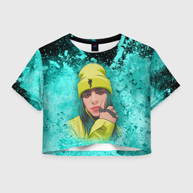 Женская футболка Crop-top 3D с принтом BILLIE EILISH | БИЛЛИ АЙЛИШ (Z) в Петрозаводске, 100% полиэстер | круглая горловина, длина футболки до линии талии, рукава с отворотами | be | billie | billie eilish | blohsh | ghoul | айлиш | билли | билли айлиш | бэрд | пайрат | пайрат бэрд