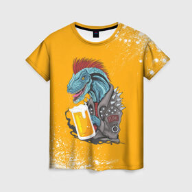 Женская футболка 3D с принтом Пивозавр - Взрыв в Петрозаводске, 100% полиэфир ( синтетическое хлопкоподобное полотно) | прямой крой, круглый вырез горловины, длина до линии бедер | dinosaur | pivo | pivozavr | взрыв | динозавр | краска | прикол