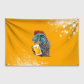 Флаг-баннер с принтом Пивозавр - Взрыв в Петрозаводске, 100% полиэстер | размер 67 х 109 см, плотность ткани — 95 г/м2; по краям флага есть четыре люверса для крепления | dinosaur | pivo | pivozavr | взрыв | динозавр | краска | прикол