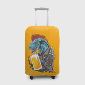 Чехол для чемодана 3D с принтом Пивозавр - Взрыв в Петрозаводске, 86% полиэфир, 14% спандекс | двустороннее нанесение принта, прорези для ручек и колес | dinosaur | pivo | pivozavr | взрыв | динозавр | краска | прикол