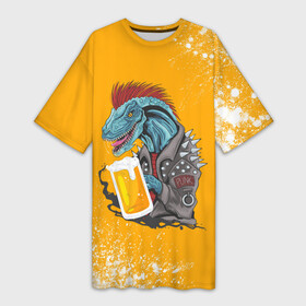 Платье-футболка 3D с принтом Пивозавр   Взрыв в Петрозаводске,  |  | dinosaur | pivo | pivozavr | взрыв | динозавр | краска | прикол