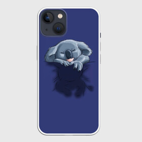 Чехол для iPhone 13 с принтом Спящая коала в Петрозаводске,  |  | koala | арт | детеныш | детёныш коалы | животное | зверь | карман на груди | коала | малыш | медведь | медвежонок | милота | милые животные | милые звери | милые зверьки | мимими | мишка | ребенок