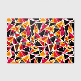 Головоломка Пазл магнитный 126 элементов с принтом Разноцветные треугольники в Петрозаводске, полимерный материал с магнитным слоем | 126 деталей, размер изделия —  180*270 мм | абстрактный | геометрические фигуры | геометрический узор | желтый | красный | полигональный | разноцветный | треугольники | черный