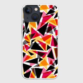 Чехол для iPhone 13 mini с принтом Разноцветные треугольники в Петрозаводске,  |  | абстрактный | геометрические фигуры | геометрический узор | желтый | красный | полигональный | разноцветный | треугольники | черный