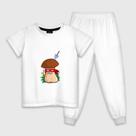 Детская пижама хлопок с принтом Рафаэль в Петрозаводске, 100% хлопок |  брюки и футболка прямого кроя, без карманов, на брюках мягкая резинка на поясе и по низу штанин
 | mushroom | гриб | мультяшка | ниндзя | повязка | рафаэль | сай | смайл
