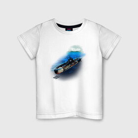 Детская футболка хлопок с принтом Подводная лодка в Петрозаводске, 100% хлопок | круглый вырез горловины, полуприлегающий силуэт, длина до линии бедер | день вмф | иллюстрация | лодка | море | моряк | подводник