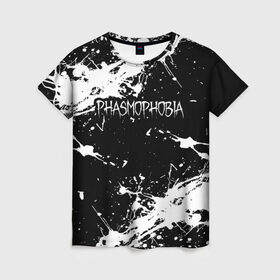 Женская футболка 3D с принтом Phasmophobia  краска в Петрозаводске, 100% полиэфир ( синтетическое хлопкоподобное полотно) | прямой крой, круглый вырез горловины, длина до линии бедер | horror | phasmophobia | игра | пхасмафобия | пхасмофобия | фазмофобия | фасмофобия | хоррор