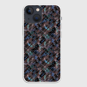 Чехол для iPhone 13 mini с принтом Коричневый абстрактный узор в Петрозаводске,  |  | абстрактный | камуфляжный | милитари | мужской | пестрый | темно коричневый | штрихи