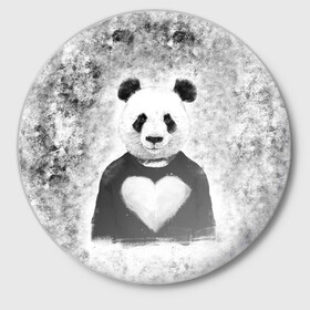 Значок с принтом Панда Любовь Сердце Меланж  в Петрозаводске,  металл | круглая форма, металлическая застежка в виде булавки | Тематика изображения на принте: animals | beast | panda | глаза | животные | звери | краски | любовь | меланж | милые | панда | пятна | растения | сердце | серый | цветы | чб | эвкалипт