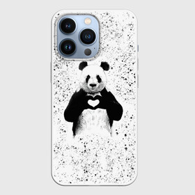 Чехол для iPhone 13 Pro с принтом Панда Любовь Сердце Брызги в Петрозаводске,  |  | Тематика изображения на принте: animals | beast | panda | брызги | глаза | животные | звери | краски | любовь | милые | панда | пятна | растения | сердце | серый | точки | цветы | чб | эвкалипт