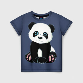 Детская футболка 3D с принтом Милая Панда (Sweet Panda) в Петрозаводске, 100% гипоаллергенный полиэфир | прямой крой, круглый вырез горловины, длина до линии бедер, чуть спущенное плечо, ткань немного тянется | animals | beast | panda | глаза | детям | животные | звери | лапки | милые | мульт | панда | растения | цветы | эвкалипт
