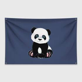 Флаг-баннер с принтом Милая Панда (Sweet Panda) в Петрозаводске, 100% полиэстер | размер 67 х 109 см, плотность ткани — 95 г/м2; по краям флага есть четыре люверса для крепления | animals | beast | panda | глаза | детям | животные | звери | лапки | милые | мульт | панда | растения | цветы | эвкалипт