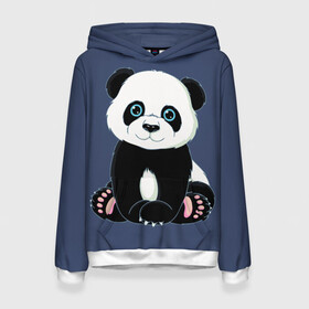 Женская толстовка 3D с принтом Милая Панда (Sweet Panda) в Петрозаводске, 100% полиэстер  | двухслойный капюшон со шнурком для регулировки, мягкие манжеты на рукавах и по низу толстовки, спереди карман-кенгуру с мягким внутренним слоем. | animals | beast | panda | глаза | детям | животные | звери | лапки | милые | мульт | панда | растения | цветы | эвкалипт