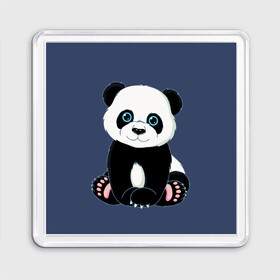 Магнит 55*55 с принтом Милая Панда (Sweet Panda) в Петрозаводске, Пластик | Размер: 65*65 мм; Размер печати: 55*55 мм | animals | beast | panda | глаза | детям | животные | звери | лапки | милые | мульт | панда | растения | цветы | эвкалипт