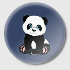 Значок с принтом Милая Панда (Sweet Panda) в Петрозаводске,  металл | круглая форма, металлическая застежка в виде булавки | animals | beast | panda | глаза | детям | животные | звери | лапки | милые | мульт | панда | растения | цветы | эвкалипт