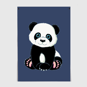 Постер с принтом Милая Панда (Sweet Panda) в Петрозаводске, 100% бумага
 | бумага, плотность 150 мг. Матовая, но за счет высокого коэффициента гладкости имеет небольшой блеск и дает на свету блики, но в отличии от глянцевой бумаги не покрыта лаком | animals | beast | panda | глаза | детям | животные | звери | лапки | милые | мульт | панда | растения | цветы | эвкалипт