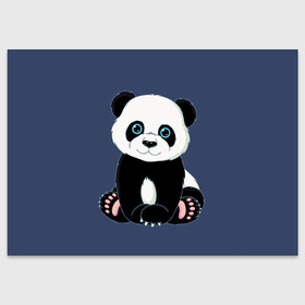 Поздравительная открытка с принтом Милая Панда (Sweet Panda) в Петрозаводске, 100% бумага | плотность бумаги 280 г/м2, матовая, на обратной стороне линовка и место для марки
 | animals | beast | panda | глаза | детям | животные | звери | лапки | милые | мульт | панда | растения | цветы | эвкалипт