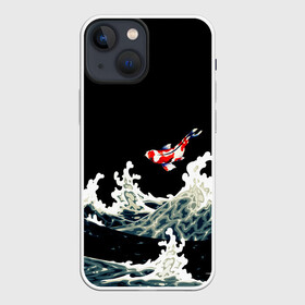 Чехол для iPhone 13 mini с принтом Карп Кои Волна Япония Рыба в Петрозаводске,  |  | Тематика изображения на принте: fish | japan | koi | ocean | sea | style | waves | аниме | вода | волны | животные | иероглифы | карпы | кои | культура | море | надпись | океан | рыбы | стиль | япония