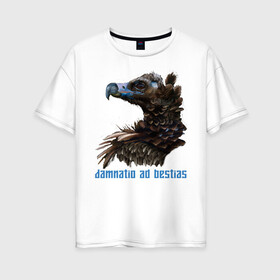 Женская футболка хлопок Oversize с принтом Стервятник в Петрозаводске, 100% хлопок | свободный крой, круглый ворот, спущенный рукав, длина до линии бедер
 | гриф | латынь | орел | птица | стервятник | хищная птица | хищник