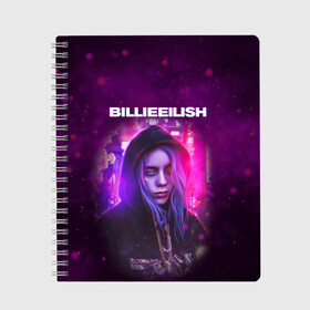 Тетрадь с принтом BILLIE EILISH | GLITCH (Z) в Петрозаводске, 100% бумага | 48 листов, плотность листов — 60 г/м2, плотность картонной обложки — 250 г/м2. Листы скреплены сбоку удобной пружинной спиралью. Уголки страниц и обложки скругленные. Цвет линий — светло-серый
 | Тематика изображения на принте: be | billie | billie eilish | blohsh | ghoul | glitch | айлиш | билли | билли айлиш | бэрд | глитч | пайрат | пайрат бэрд